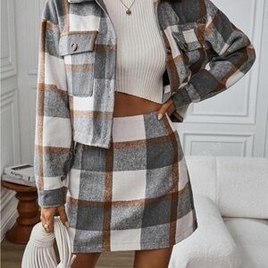 Plaid Gray and Brown Women's Skirt